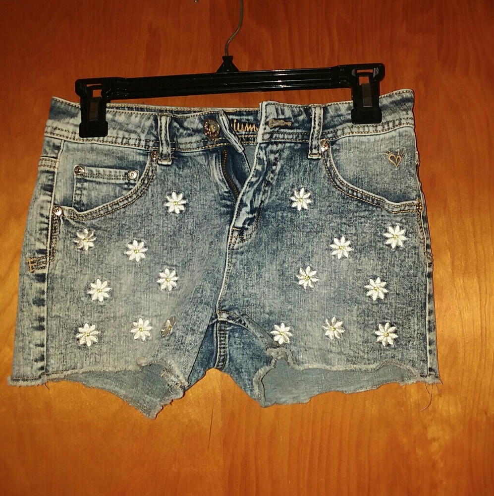 Girl's Justice Jean Shorts with Daisies